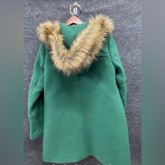 J.Crew Women's Green Italian Stadium-Cloth Wool Chateau Parka Hooded Coat Sz 0 - Picture 5 of 7